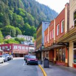 Front Street in downtown Juneau, the capital city of Alaska, USA