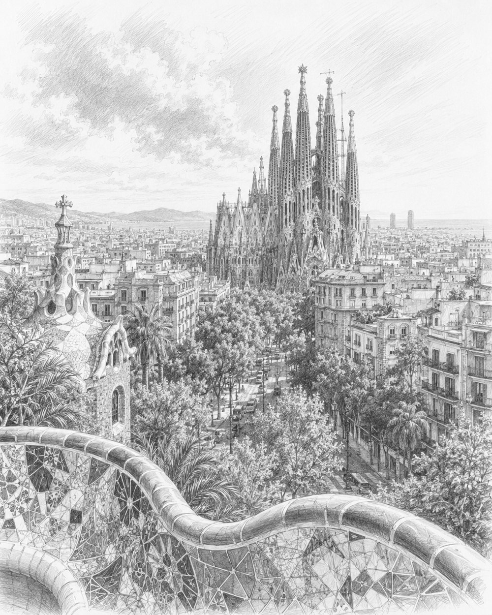 Illustration of Barcelona seen on a cruise port day