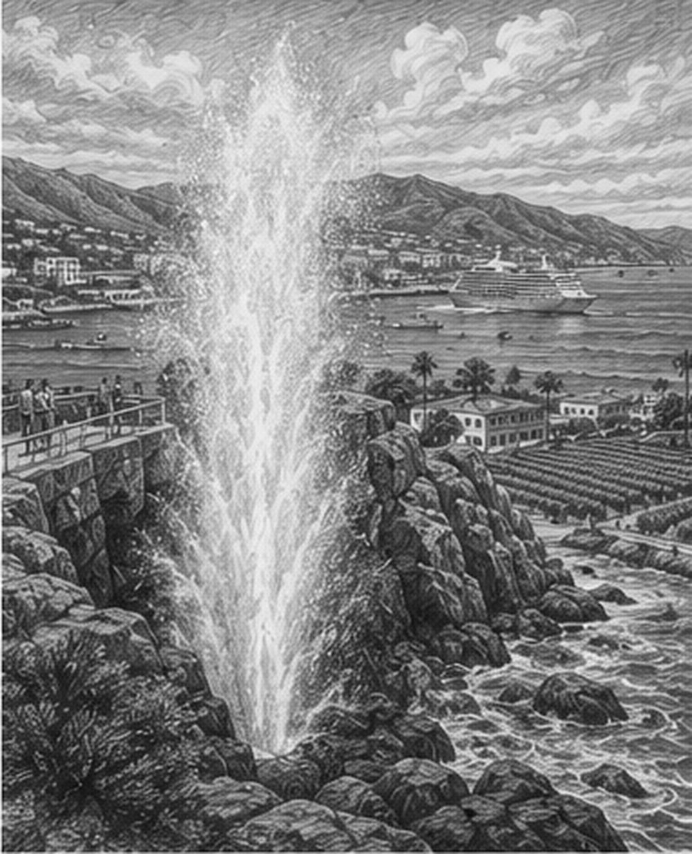 Illustration of Cabo San Lucas seen on a cruise port day