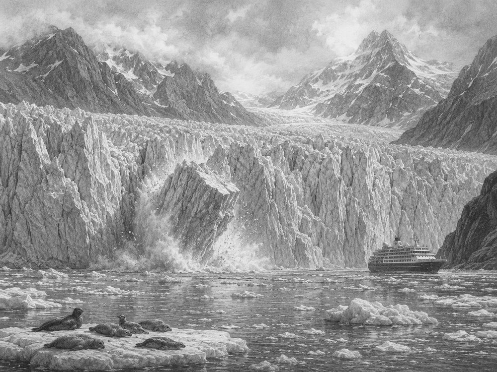 Illustration of Glacier Bay seen on a cruise port day