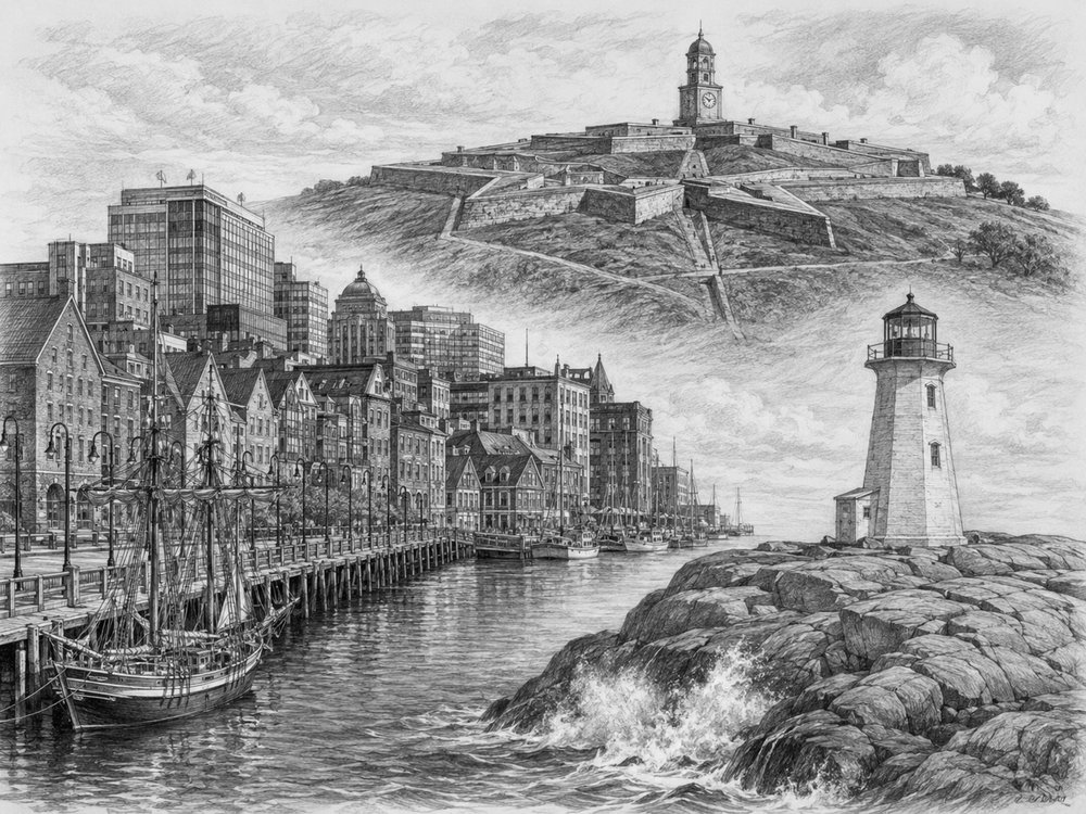 Illustration of Halifax seen on a cruise day