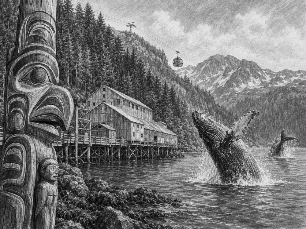 Illustration of Icy Strait Point seen on a cruise port day