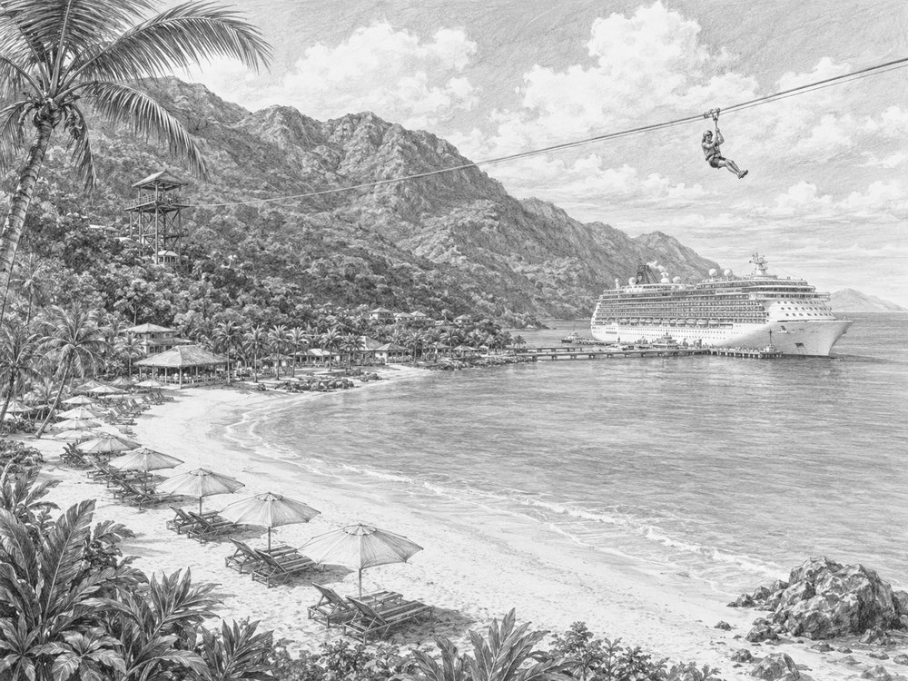 Illustration of Labadee, Haiti seen on a cruise port day