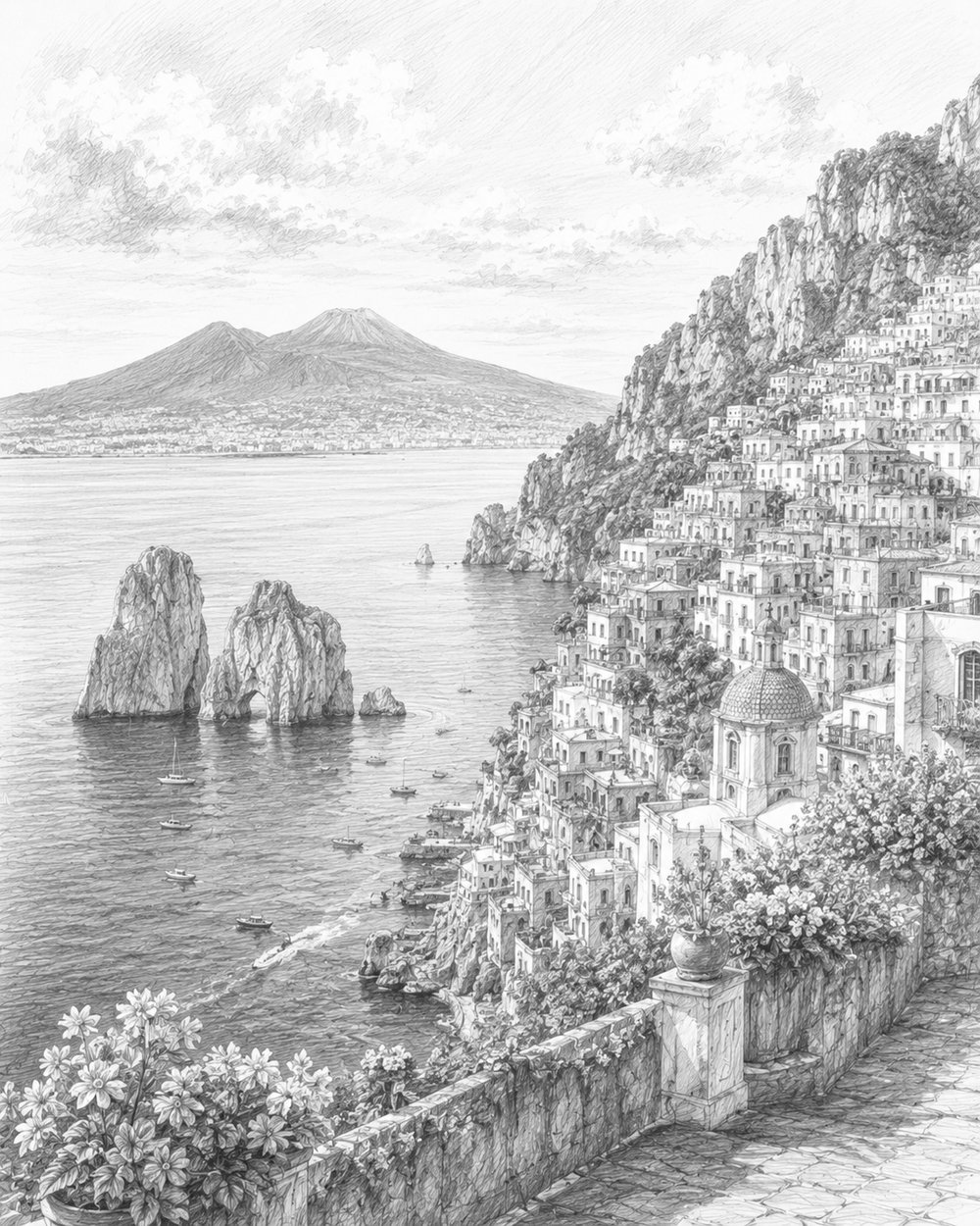 Illustration of Naples seen on a cruise port day