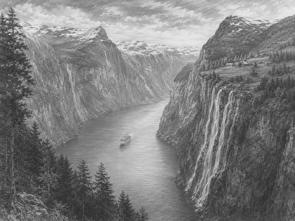 Illustration of Norwegian Fjords seen on a cruise port day