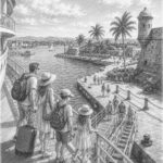 Illustration of a Mediterranean port of call seen from MSC World Europa