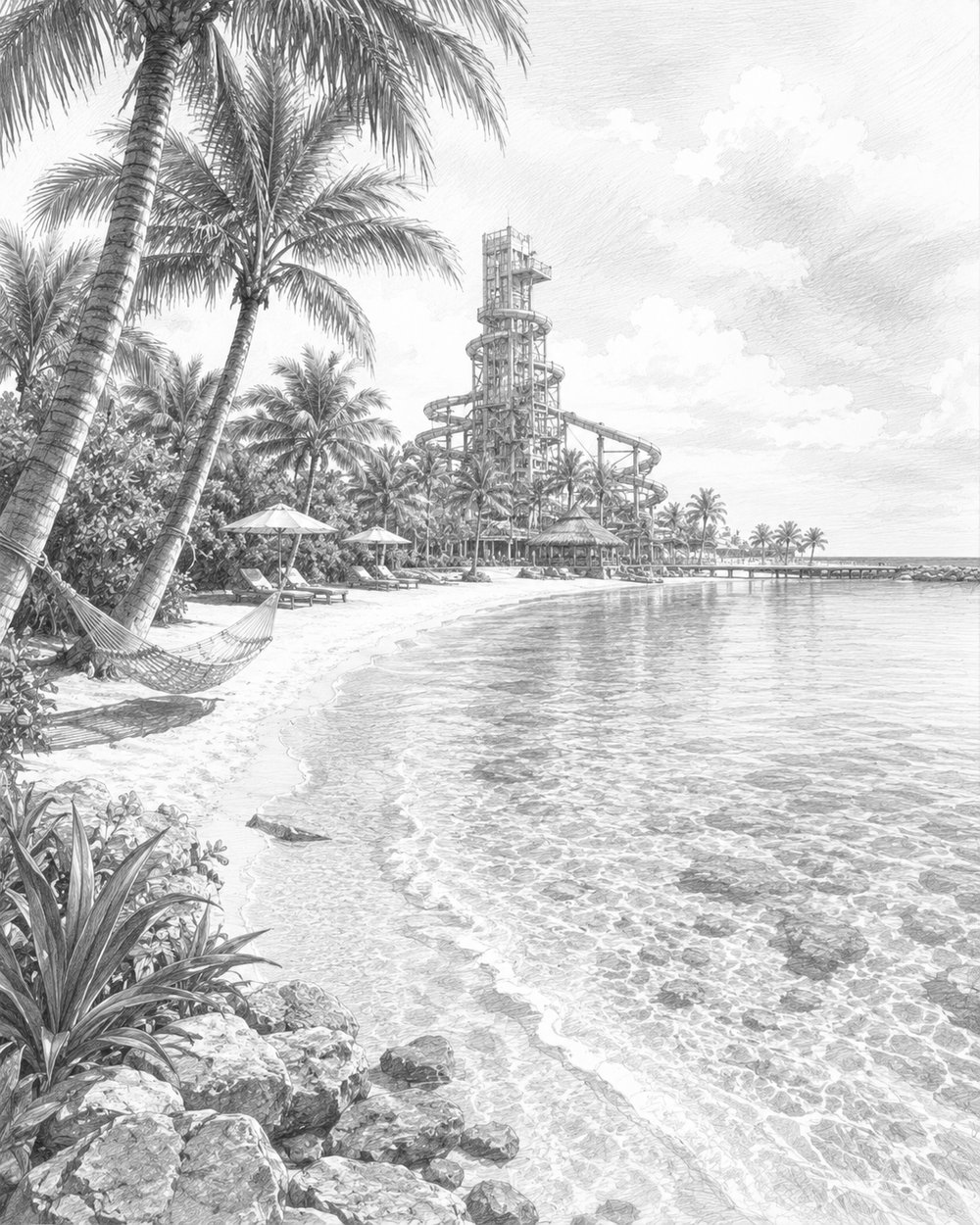 Illustration of Perfect Day at CocoCay beaches from Harmony of the Seas