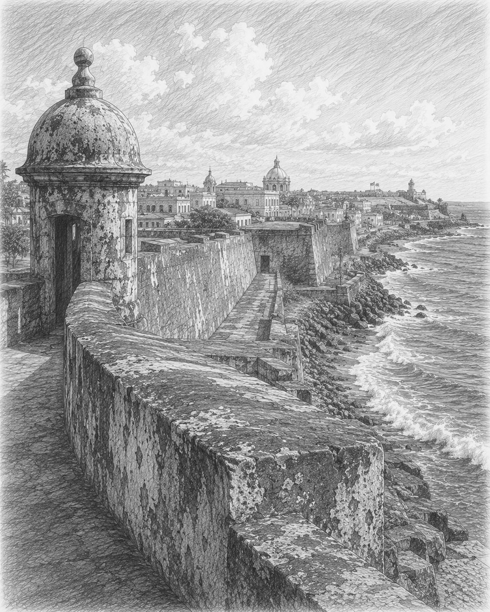 Illustration of San Juan seen on a cruise port day