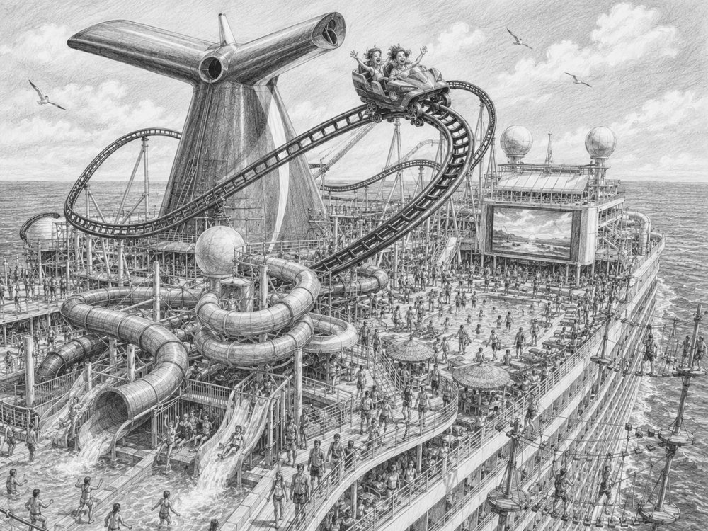 Illustration of the BOLT sea coaster on the top deck of Carnival Celebration