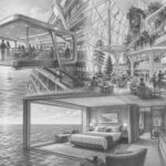 Illustration of the Magic Carpet platform on the side of Celebrity Edge